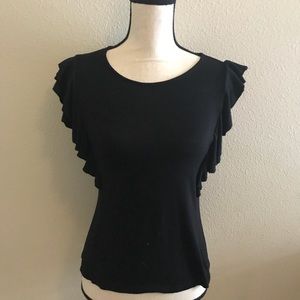 ruffle black top